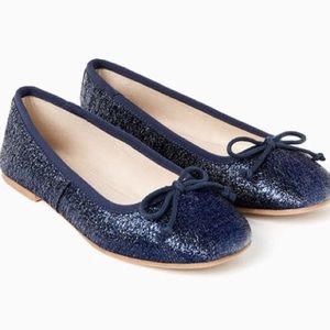 Zara girls blue sparkle flat with bow